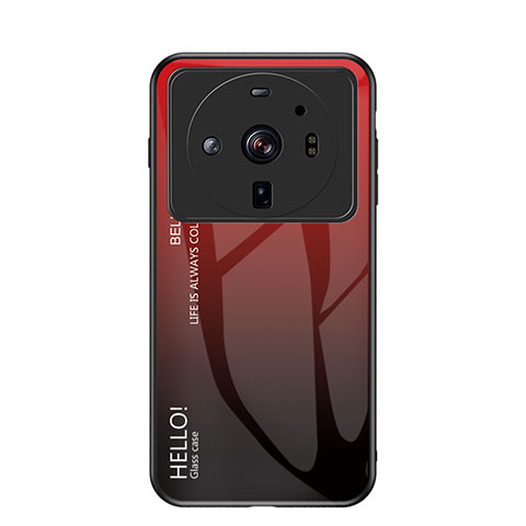Carcasa Bumper Funda Silicona Espejo Gradiente Arco iris M01 para Xiaomi Mi 12 Ultra 5G Rojo