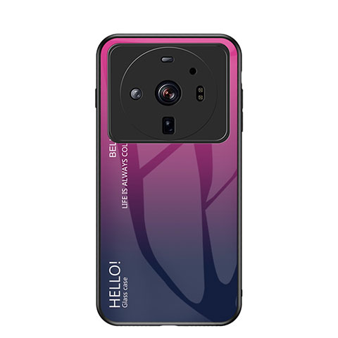 Carcasa Bumper Funda Silicona Espejo Gradiente Arco iris M01 para Xiaomi Mi 12S Ultra 5G Rosa Roja