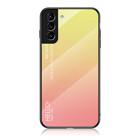 Carcasa Bumper Funda Silicona Espejo Gradiente Arco iris M02 para Samsung Galaxy S21 5G Naranja