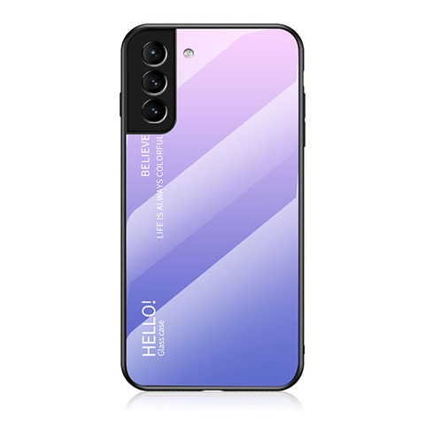 Carcasa Bumper Funda Silicona Espejo Gradiente Arco iris M02 para Samsung Galaxy S21 Plus 5G Purpura Claro
