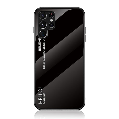 Carcasa Bumper Funda Silicona Espejo Gradiente Arco iris M02 para Samsung Galaxy S21 Ultra 5G Negro