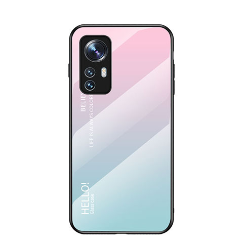 Carcasa Bumper Funda Silicona Espejo Gradiente Arco iris M02 para Xiaomi Mi 12 5G Rosa