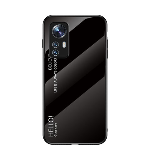Carcasa Bumper Funda Silicona Espejo Gradiente Arco iris M02 para Xiaomi Mi 12S Pro 5G Negro