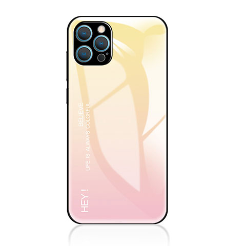 Carcasa Bumper Funda Silicona Espejo Gradiente Arco iris para Apple iPhone 13 Pro Amarillo