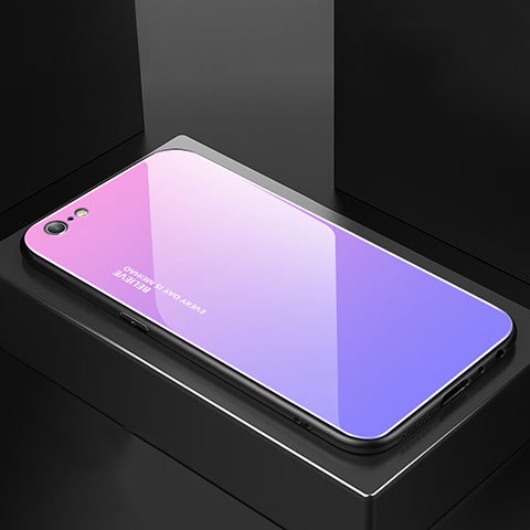Carcasa Bumper Funda Silicona Espejo Gradiente Arco iris para Apple iPhone 6S Plus Morado