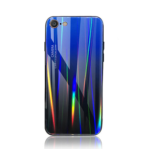 Carcasa Bumper Funda Silicona Espejo Gradiente Arco iris para Apple iPhone 8 Azul