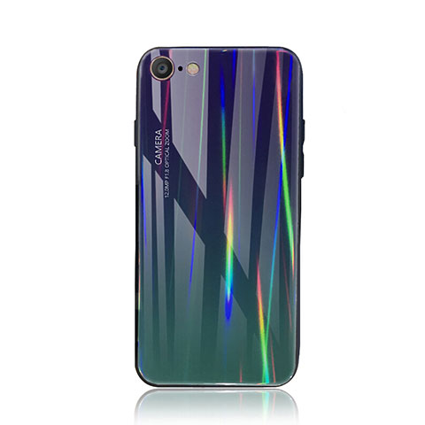 Carcasa Bumper Funda Silicona Espejo Gradiente Arco iris para Apple iPhone 8 Cian