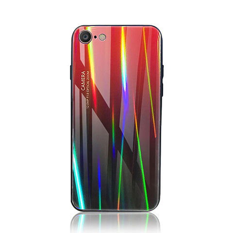 Carcasa Bumper Funda Silicona Espejo Gradiente Arco iris para Apple iPhone 8 Rojo