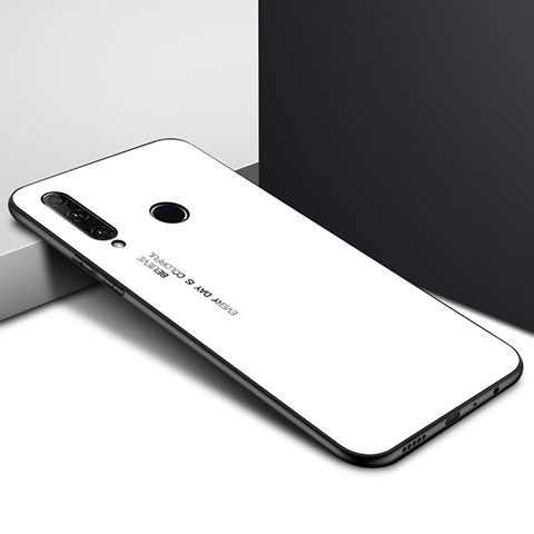 Carcasa Bumper Funda Silicona Espejo Gradiente Arco iris para Huawei Enjoy 10 Plus Blanco