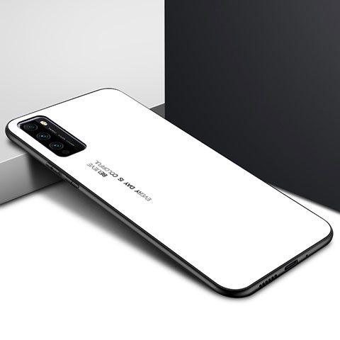 Carcasa Bumper Funda Silicona Espejo Gradiente Arco iris para Huawei Enjoy 20 Pro 5G Blanco
