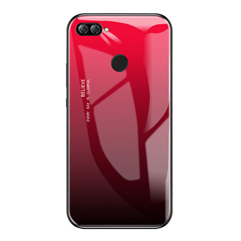 Carcasa Bumper Funda Silicona Espejo Gradiente Arco iris para Huawei Enjoy 7S Rojo