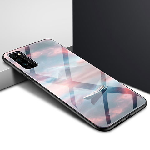 Carcasa Bumper Funda Silicona Espejo Gradiente Arco iris para Huawei Enjoy Z 5G Marron