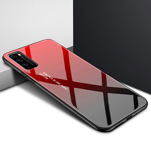 Carcasa Bumper Funda Silicona Espejo Gradiente Arco iris para Huawei Enjoy Z 5G Rojo