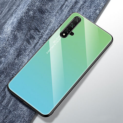 Carcasa Bumper Funda Silicona Espejo Gradiente Arco iris para Huawei Honor 20 Verde