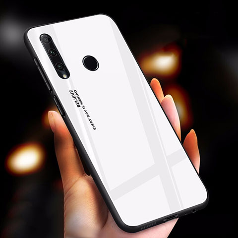 Carcasa Bumper Funda Silicona Espejo Gradiente Arco iris para Huawei Honor 20E Blanco