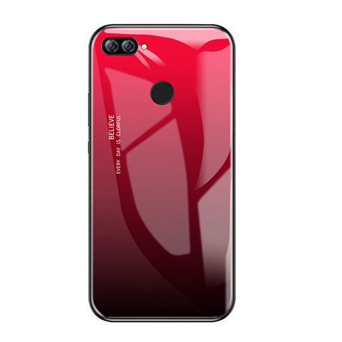 Carcasa Bumper Funda Silicona Espejo Gradiente Arco iris para Huawei Honor 9i Rojo