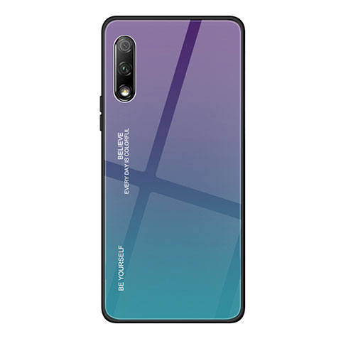 Carcasa Bumper Funda Silicona Espejo Gradiente Arco iris para Huawei Honor 9X Morado