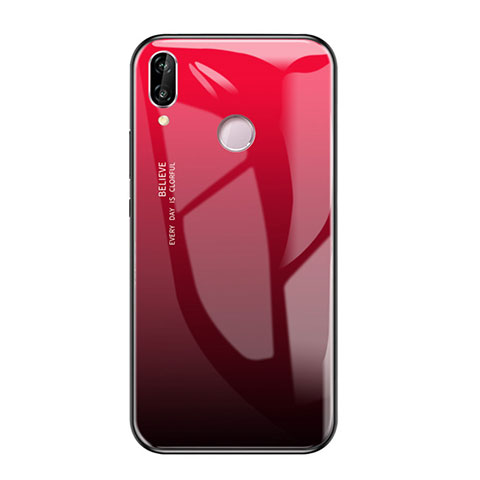 Carcasa Bumper Funda Silicona Espejo Gradiente Arco iris para Huawei Honor Play Rojo