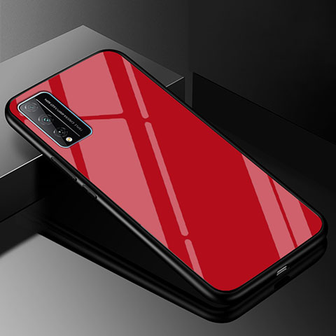 Carcasa Bumper Funda Silicona Espejo Gradiente Arco iris para Huawei Honor Play4T Pro Rojo
