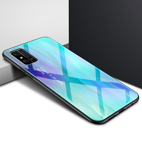 Carcasa Bumper Funda Silicona Espejo Gradiente Arco iris para Huawei Honor X10 Max 5G Cian