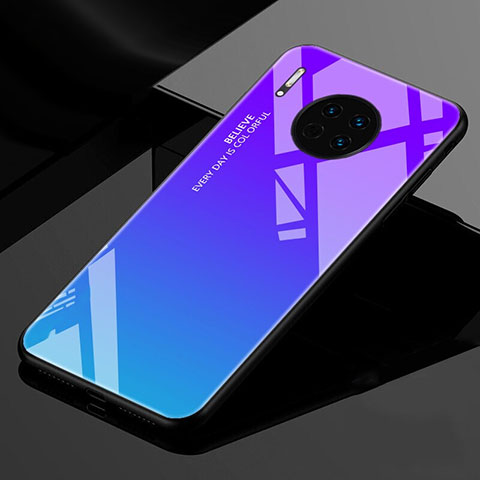 Carcasa Bumper Funda Silicona Espejo Gradiente Arco iris para Huawei Mate 30E Pro 5G Azul