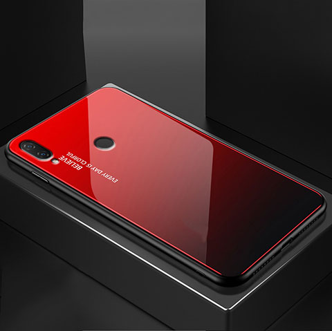 Carcasa Bumper Funda Silicona Espejo Gradiente Arco iris para Huawei Nova 3e Rojo