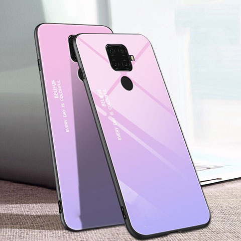 Carcasa Bumper Funda Silicona Espejo Gradiente Arco iris para Huawei Nova 5i Pro Rosa
