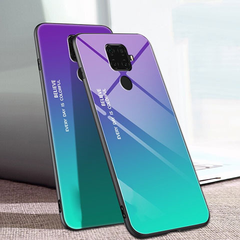 Carcasa Bumper Funda Silicona Espejo Gradiente Arco iris para Huawei Nova 5i Pro Verde