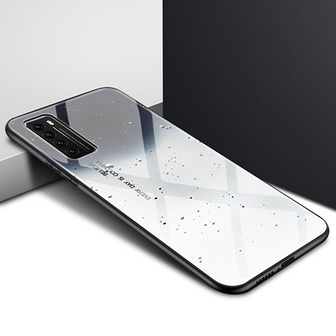 Carcasa Bumper Funda Silicona Espejo Gradiente Arco iris para Huawei Nova 7 5G Gris