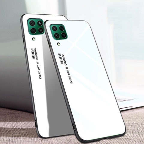 Carcasa Bumper Funda Silicona Espejo Gradiente Arco iris para Huawei Nova 7i Blanco