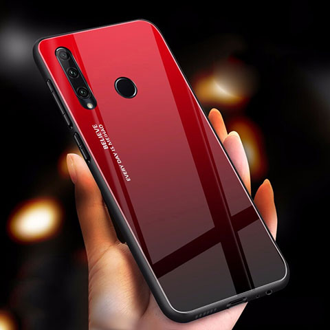 Carcasa Bumper Funda Silicona Espejo Gradiente Arco iris para Huawei P Smart+ Plus (2019) Rojo