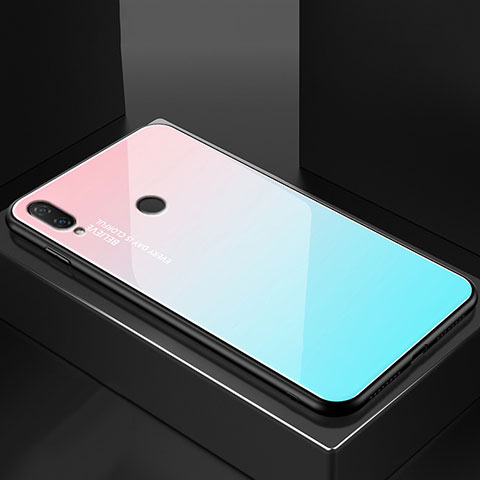 Carcasa Bumper Funda Silicona Espejo Gradiente Arco iris para Huawei P20 Lite Cian