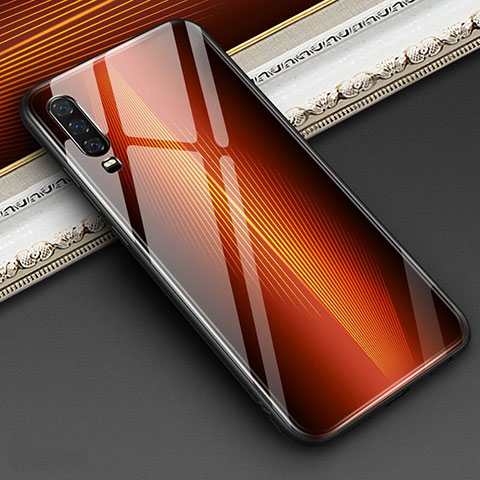 Carcasa Bumper Funda Silicona Espejo Gradiente Arco iris para Huawei P30 Naranja