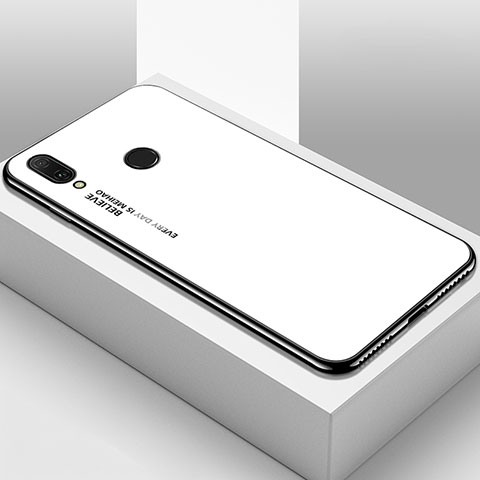 Carcasa Bumper Funda Silicona Espejo Gradiente Arco iris para Huawei Y9 (2019) Blanco