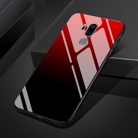 Carcasa Bumper Funda Silicona Espejo Gradiente Arco iris para LG G7 Rojo