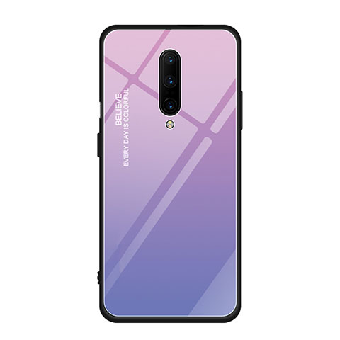 Carcasa Bumper Funda Silicona Espejo Gradiente Arco iris para OnePlus 7 Pro Morado