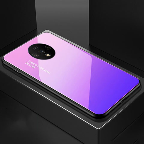 Carcasa Bumper Funda Silicona Espejo Gradiente Arco iris para OnePlus 7T Rosa