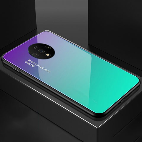 Carcasa Bumper Funda Silicona Espejo Gradiente Arco iris para OnePlus 7T Verde