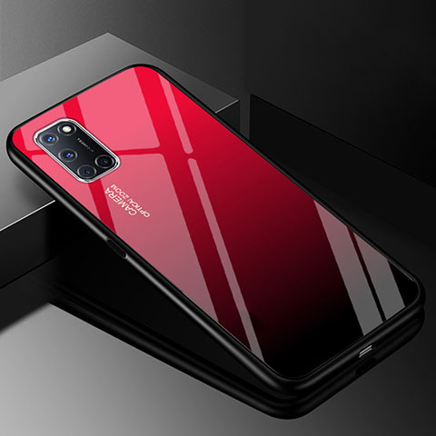 Carcasa Bumper Funda Silicona Espejo Gradiente Arco iris para Oppo A72 Rojo y Negro