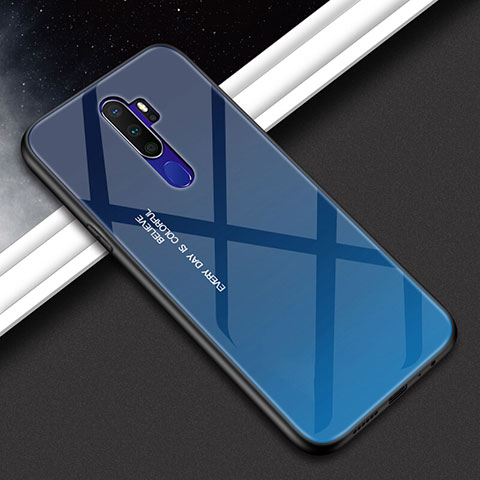 Carcasa Bumper Funda Silicona Espejo Gradiente Arco iris para Oppo A9 (2020) Azul