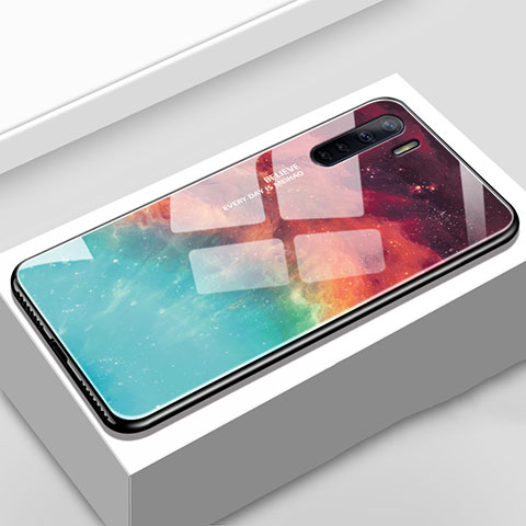 Carcasa Bumper Funda Silicona Espejo Gradiente Arco iris para Oppo A91 Cian