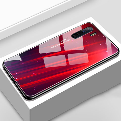 Carcasa Bumper Funda Silicona Espejo Gradiente Arco iris para Oppo A91 Rojo Rosa