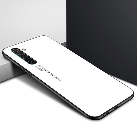 Carcasa Bumper Funda Silicona Espejo Gradiente Arco iris para Realme X50 Pro 5G Blanco