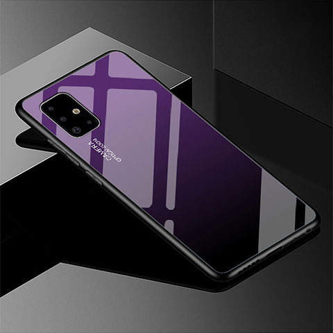 Carcasa Bumper Funda Silicona Espejo Gradiente Arco iris para Samsung Galaxy A51 5G Morado