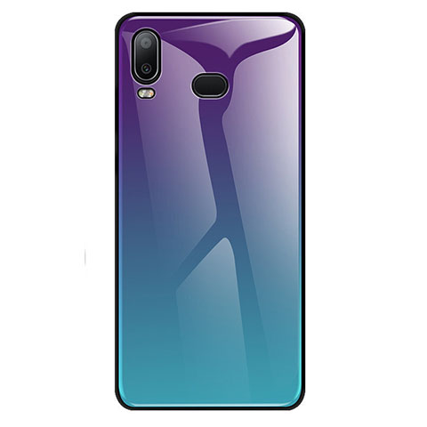 Carcasa Bumper Funda Silicona Espejo Gradiente Arco iris para Samsung Galaxy A6s Cian