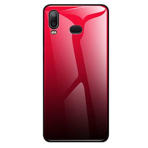 Carcasa Bumper Funda Silicona Espejo Gradiente Arco iris para Samsung Galaxy A6s Rojo