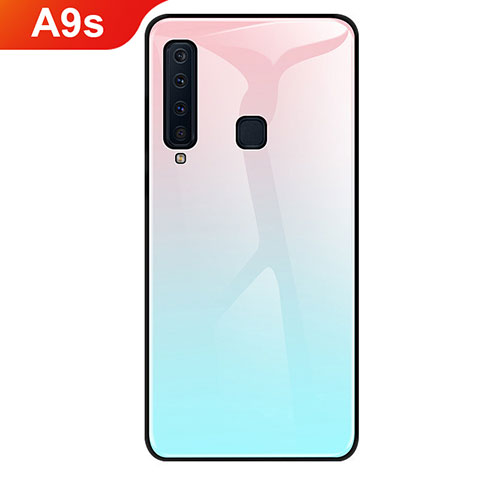 Carcasa Bumper Funda Silicona Espejo Gradiente Arco iris para Samsung Galaxy A9s Cian