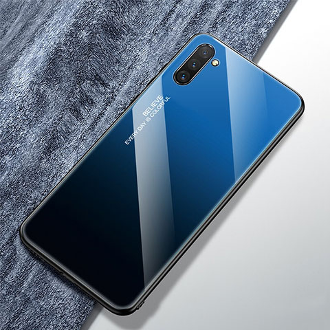Carcasa Bumper Funda Silicona Espejo Gradiente Arco iris para Samsung Galaxy Note 10 Azul