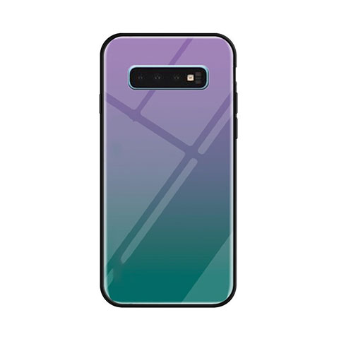 Carcasa Bumper Funda Silicona Espejo Gradiente Arco iris para Samsung Galaxy S10 Plus Verde