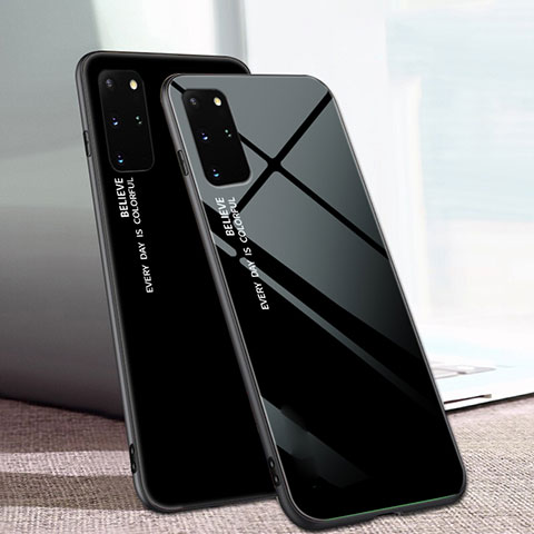Carcasa Bumper Funda Silicona Espejo Gradiente Arco iris para Samsung Galaxy S20 Plus 5G Negro